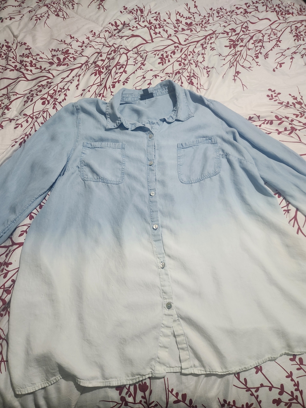 J. Jill Light Blue to White Ombre Button-Down Shirt - Picture 10 of 11